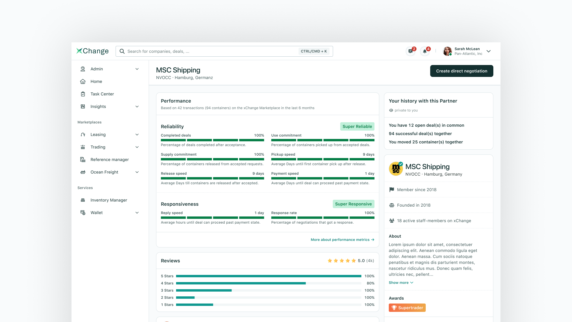 Container xChange — Redesigning company profiles to build trust and transparency across the marketplace.
